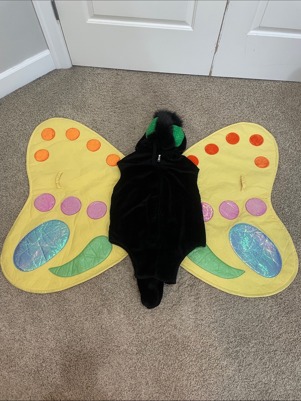 Kids Yellow Butterfly Costume with Black Bodysuit and Hood- Costco